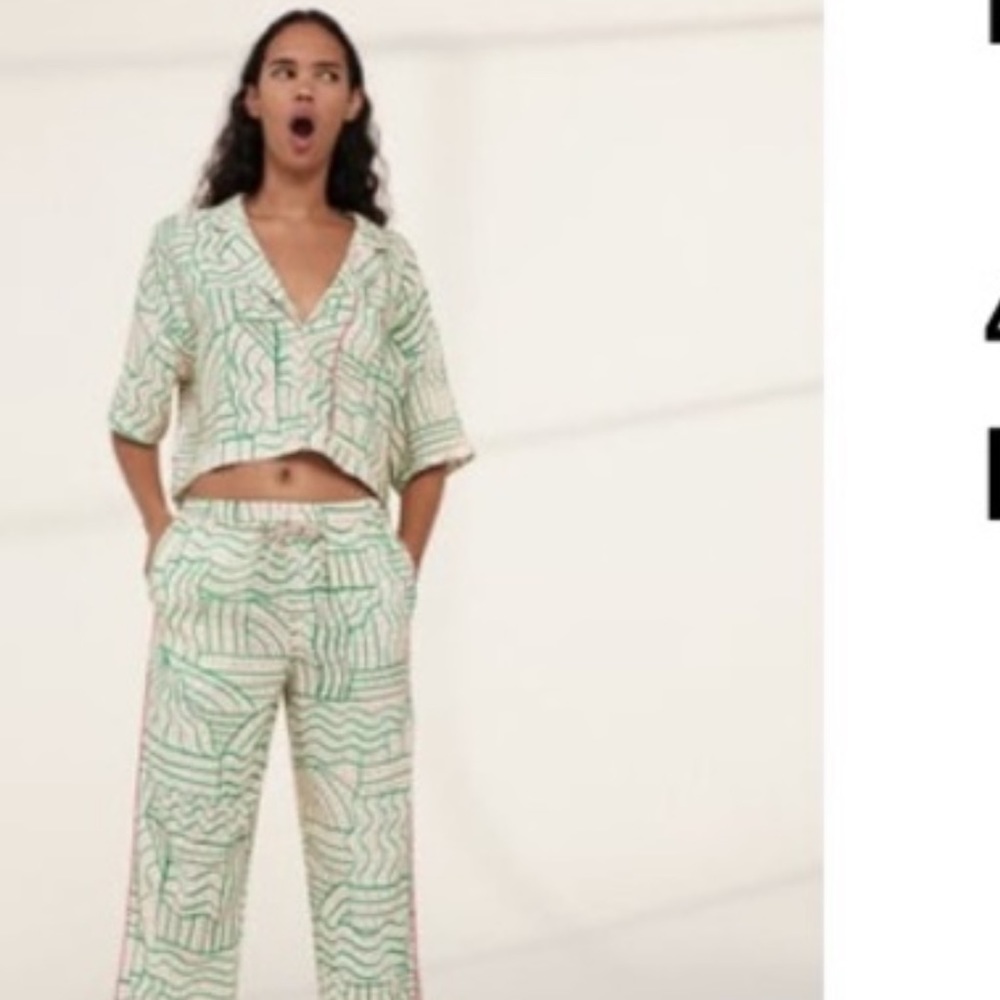 Pink and green pj top